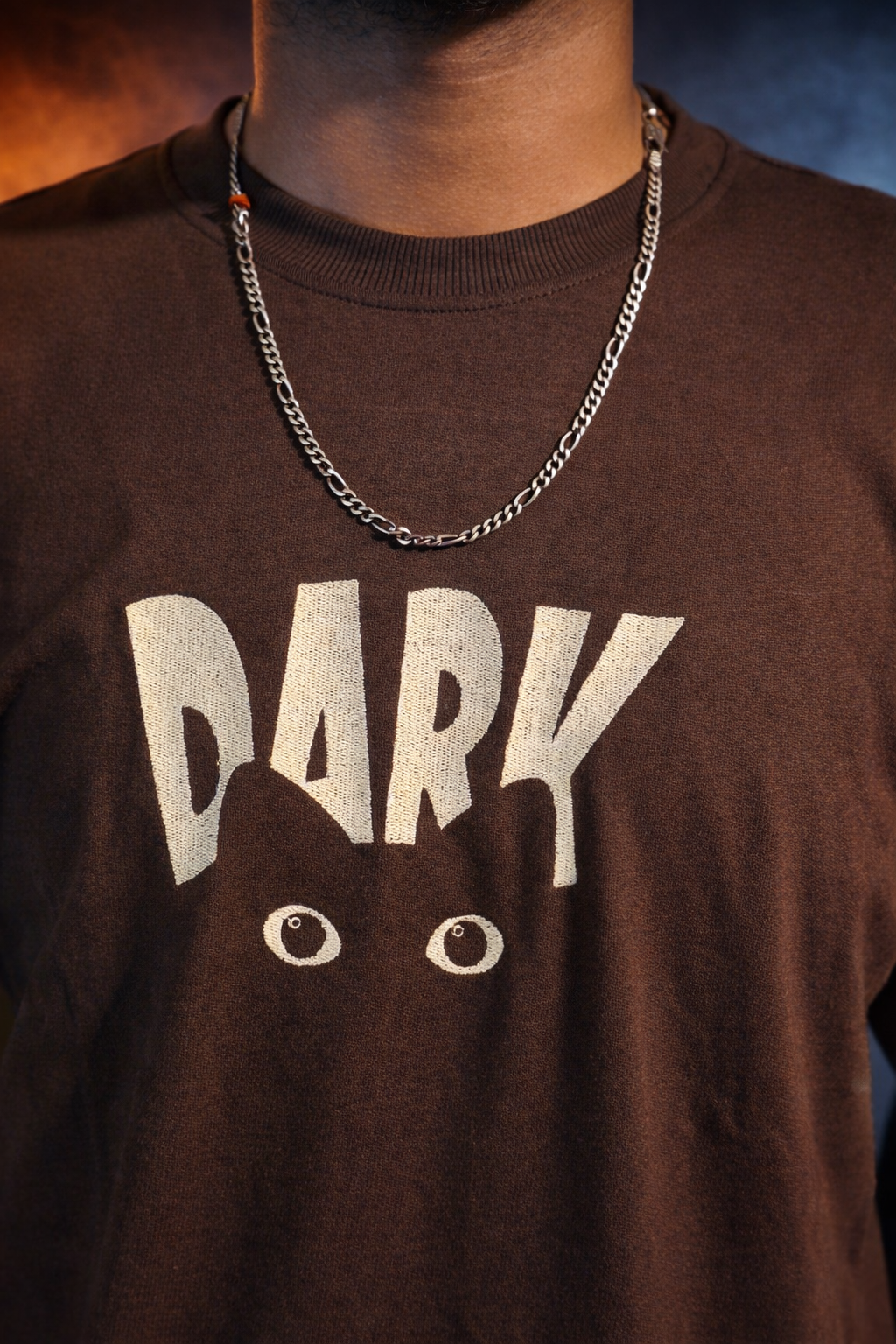 DARK CAT Brown Oversized T-shirt _ Embroidered 