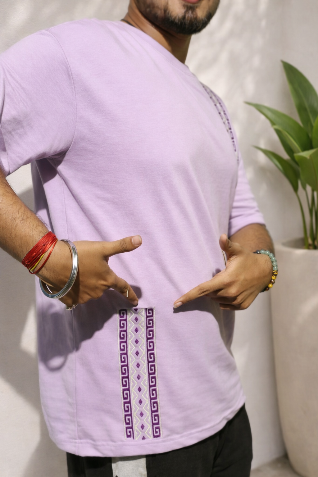 MANDALA LINE Levender Oversized T-shirt _ Embroidered 