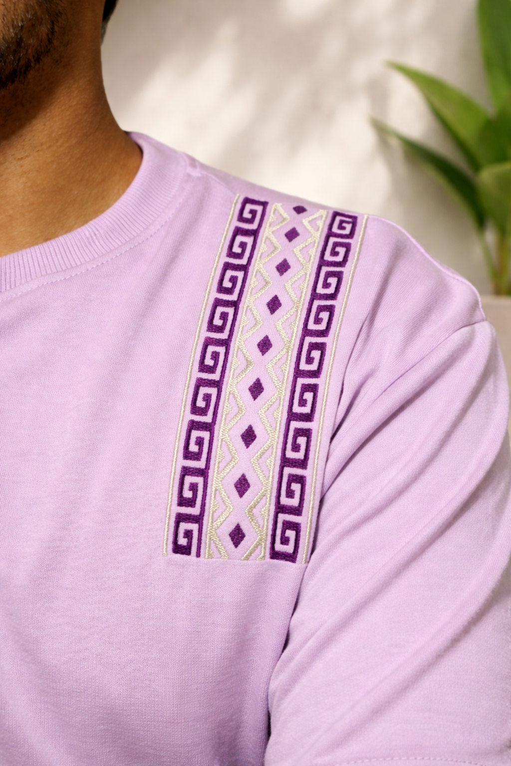 MANDALA LINE Levender Oversized T-shirt _ Embroidered 