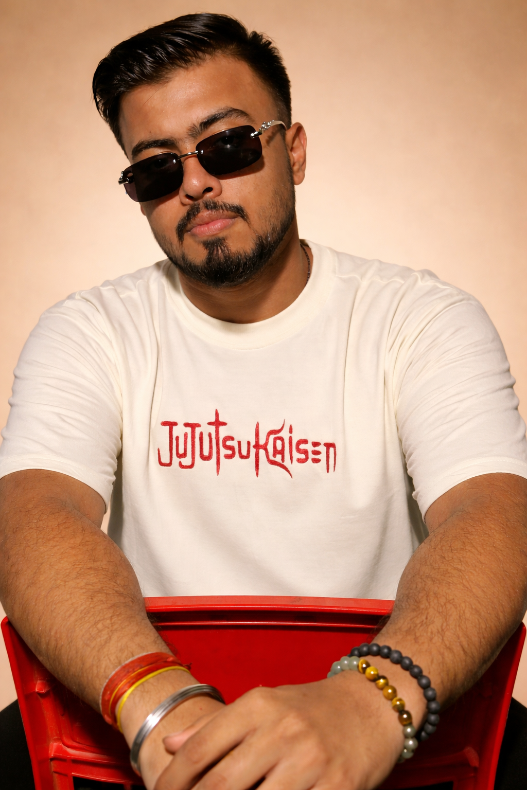 JJK Off-white Oversized T-shirt _ Embroidered 