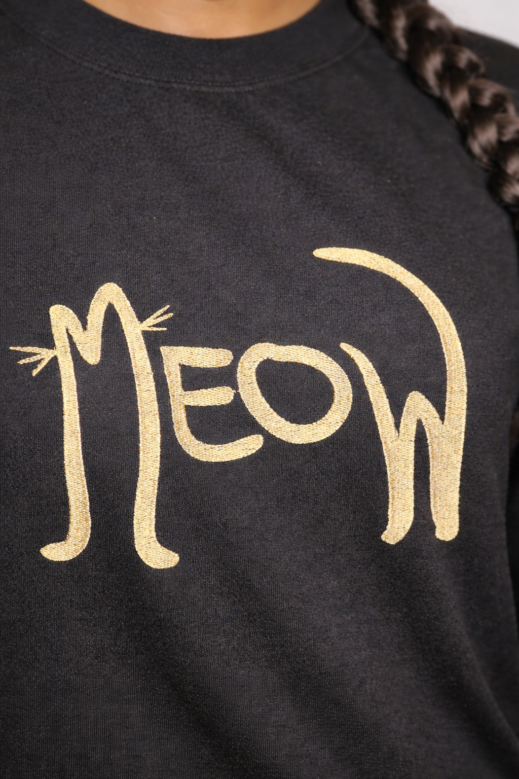 MEOW CAT Black Oversized T-shirt _ Embroidered 
